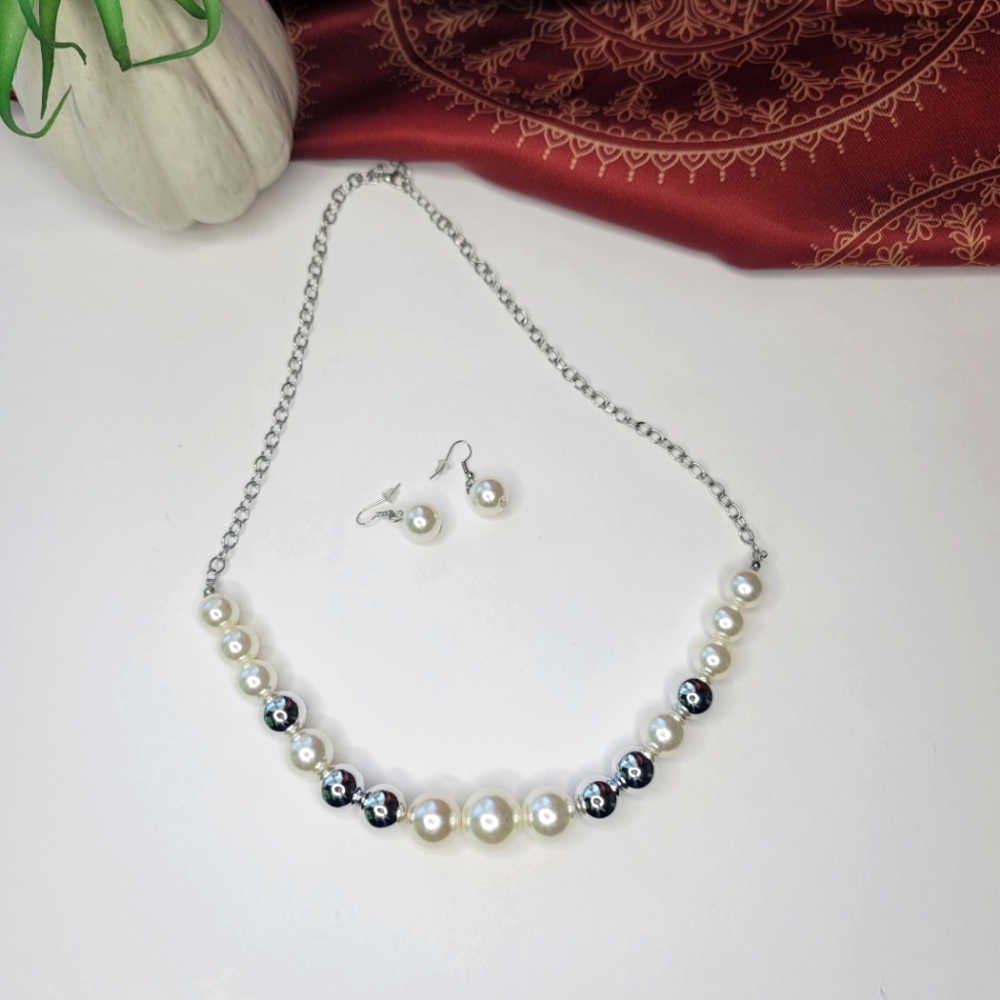 Necklace and Earring Set Faux Pearl